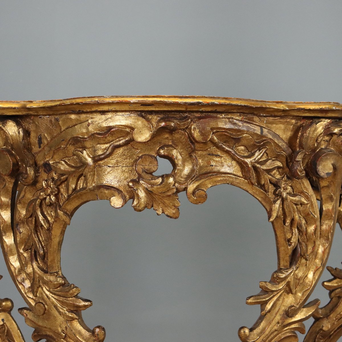 Console Éclectique en Bois de Sapin Sculpté et Doré Italie, XIXe siècle-photo-2