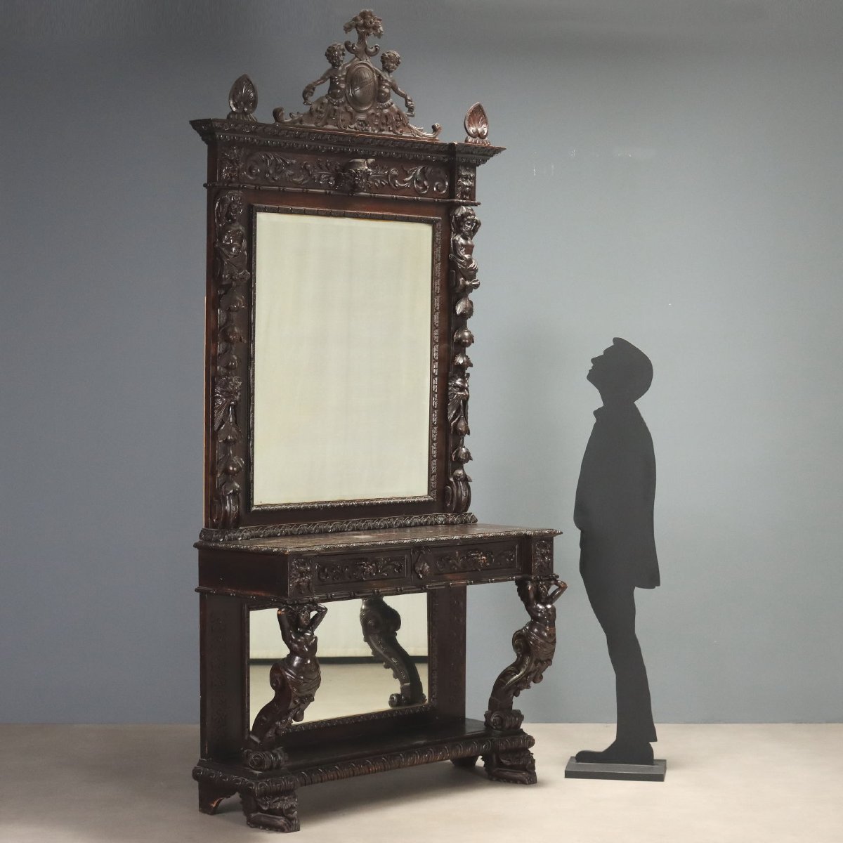 Neo-baroque Console Table With Mirror, Italy, Late 19th Century-photo-2
