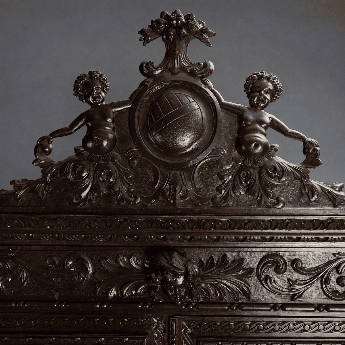 Vitrine Néobaroque en Noyer Fin XIXe Siècle-photo-5