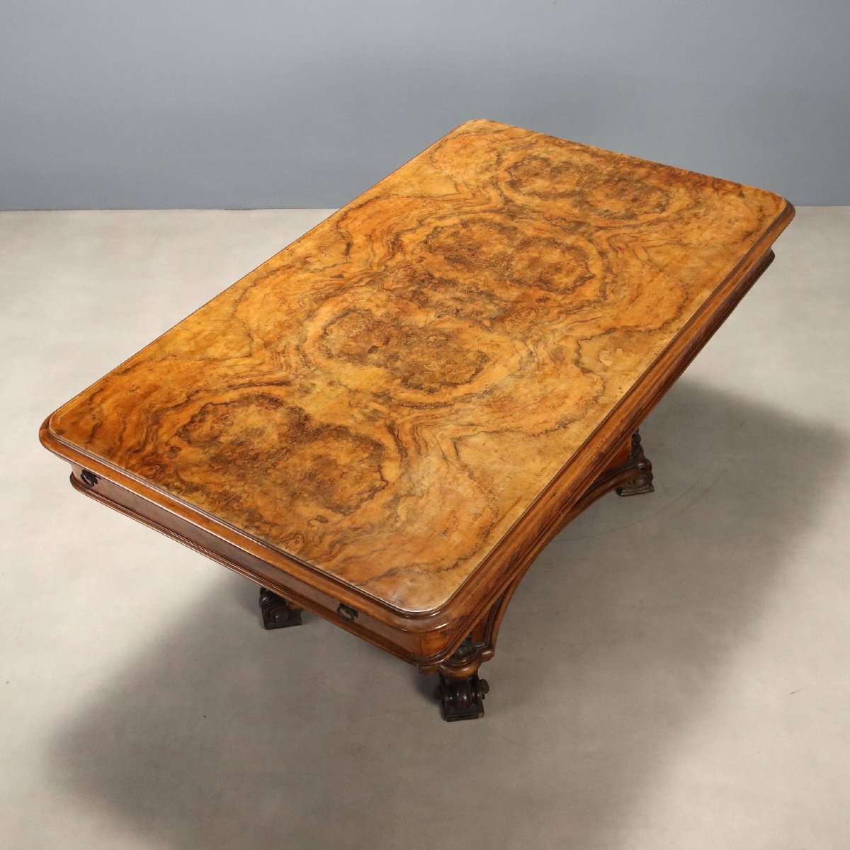 Art Deco Table In Walnut And Walnut Burl, Italy, First Half Of The 20th Century-photo-3