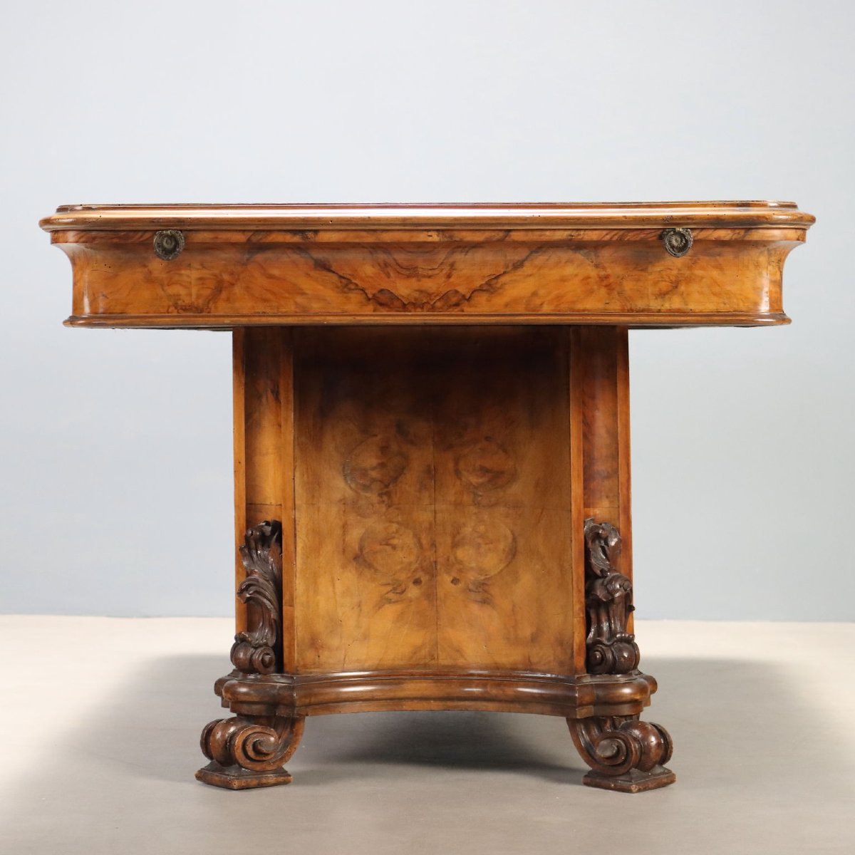 Art Deco Table In Walnut And Walnut Burl, Italy, First Half Of The 20th Century-photo-2