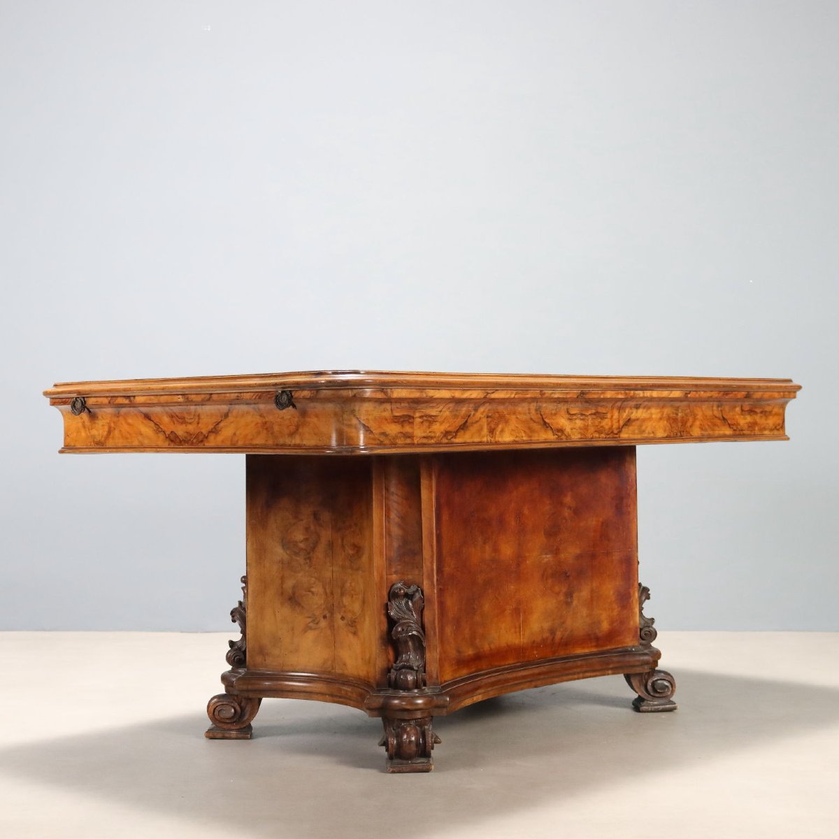 Art Deco Table In Walnut And Walnut Burl, Italy, First Half Of The 20th Century-photo-5
