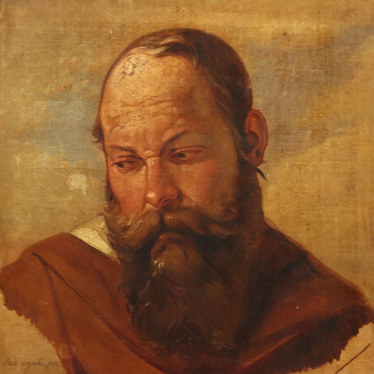 Antique Painting Signed Filippo Marsigli Oil On Paper 1840 Ca.-photo-3