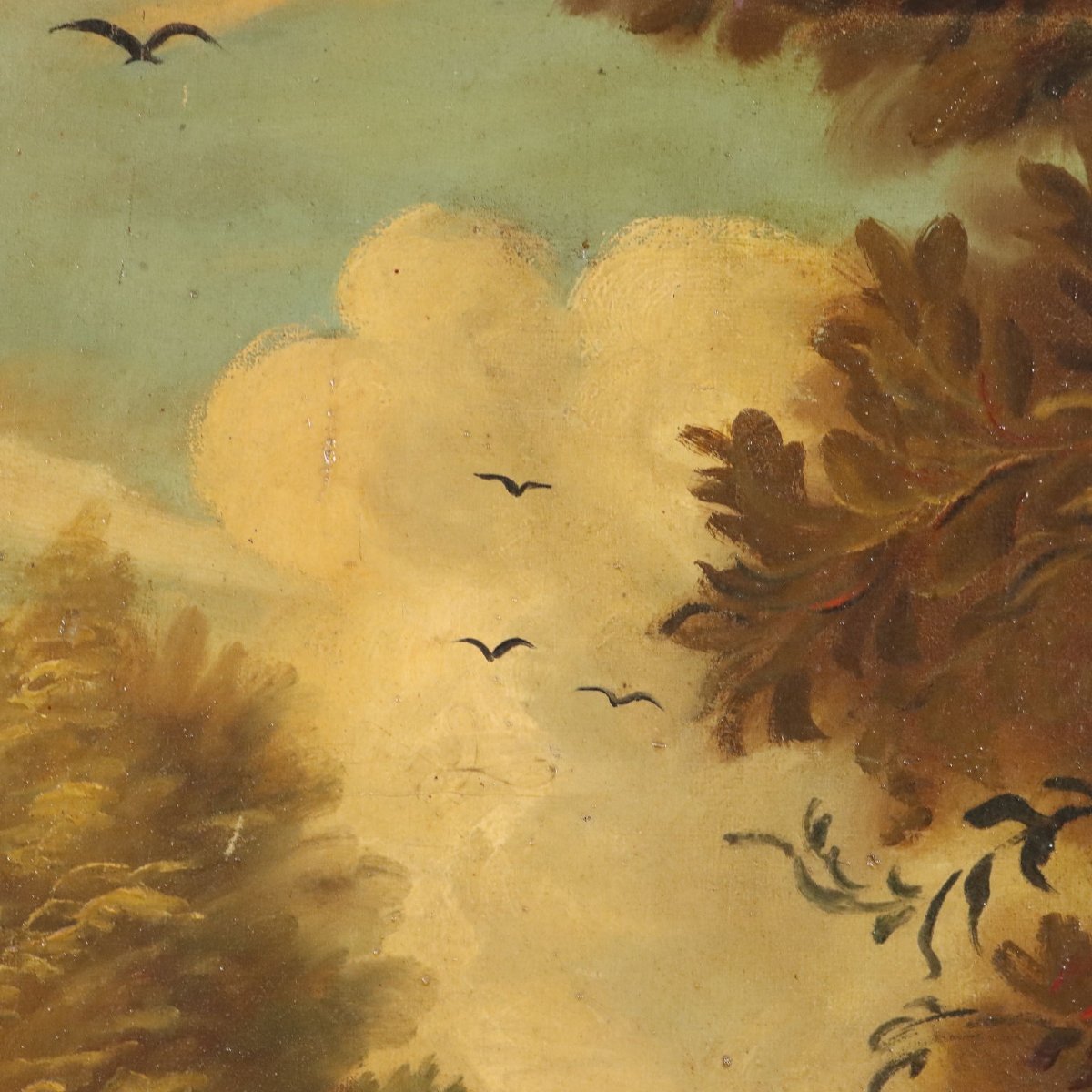 Modern Painting Composition With Game Oil On Canvas XX Century-photo-1