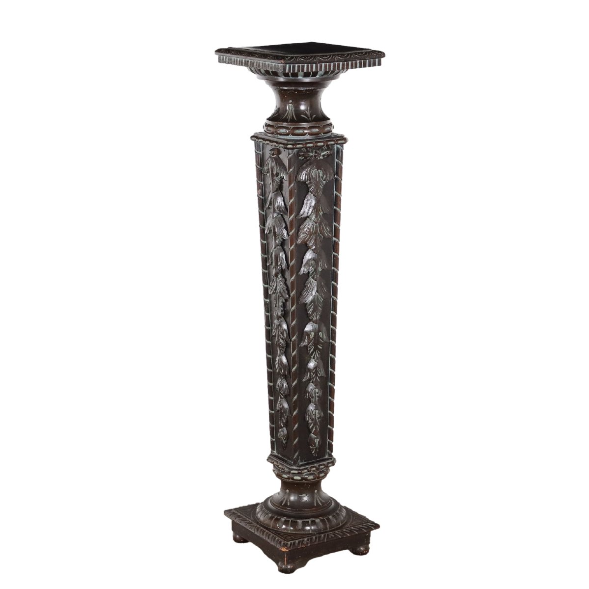 Colonne Ancien Style Néo-Renaissance Bois Gravé Italie XXe Siècle