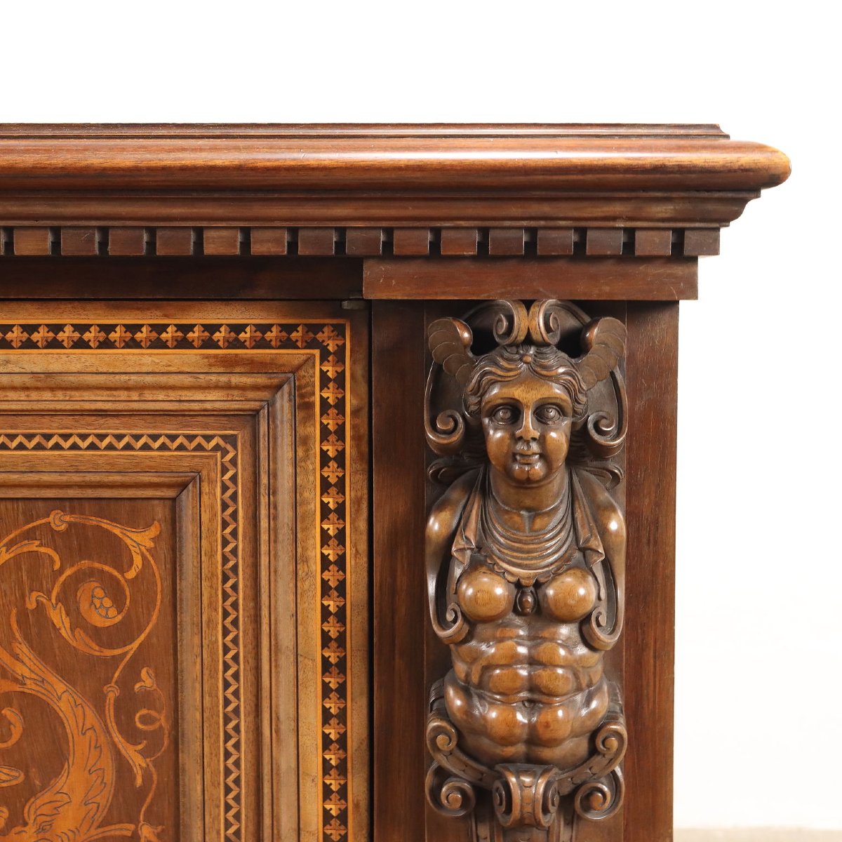 Meuble Néo-Renaissance Ancien Noyer Italie du XXe Siècle-photo-4