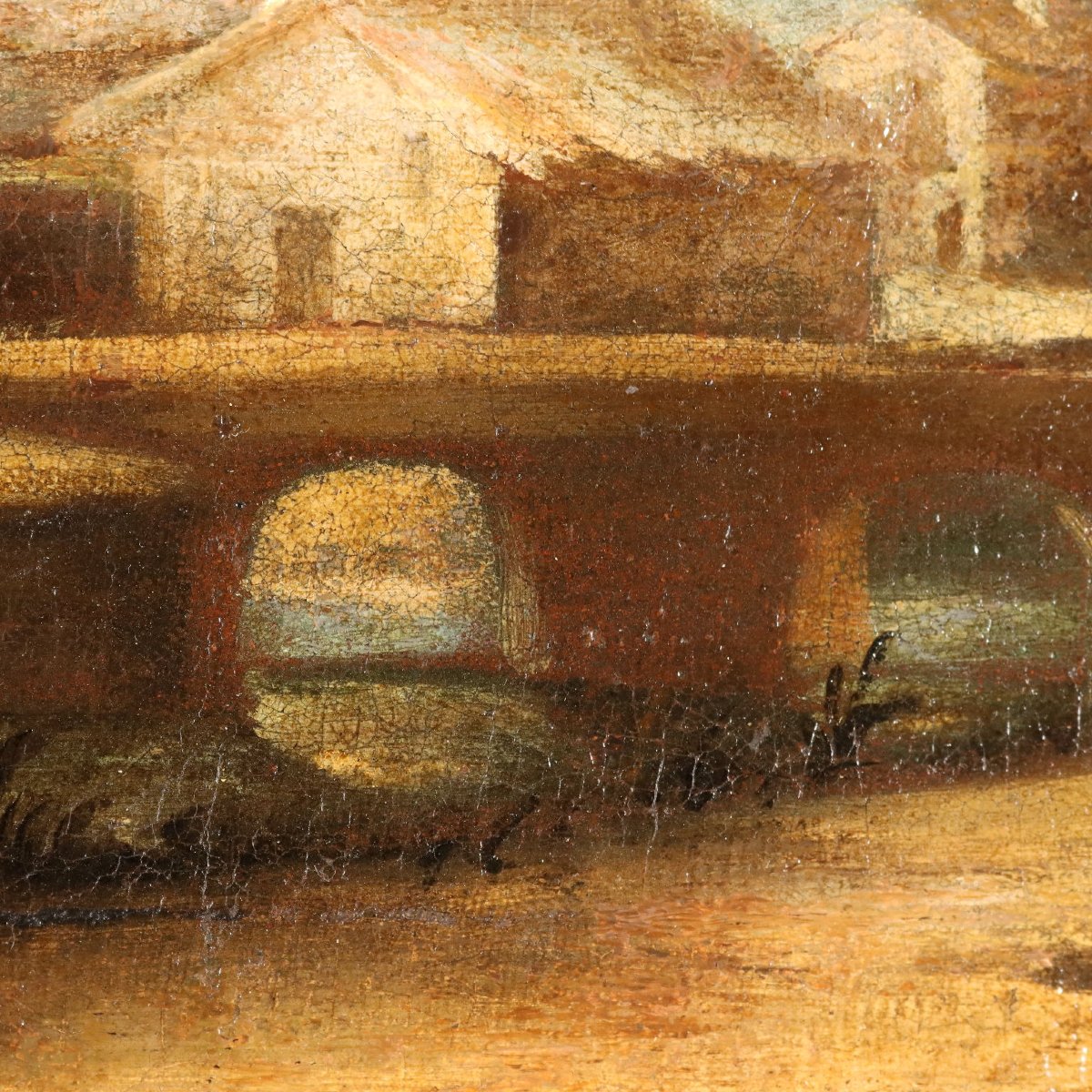 Tableaux Anciens Paysages Huile sur Toile Italie du XVIIIe Siècle-photo-5