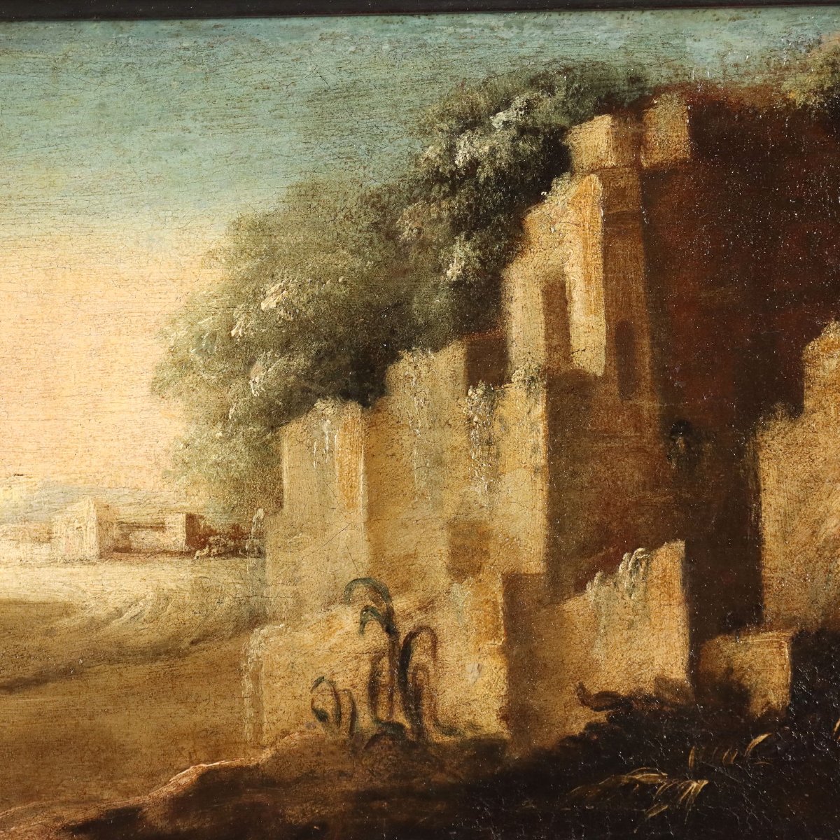Tableaux Anciens Paysages Huile sur Toile Italie du XVIIIe Siècle-photo-6