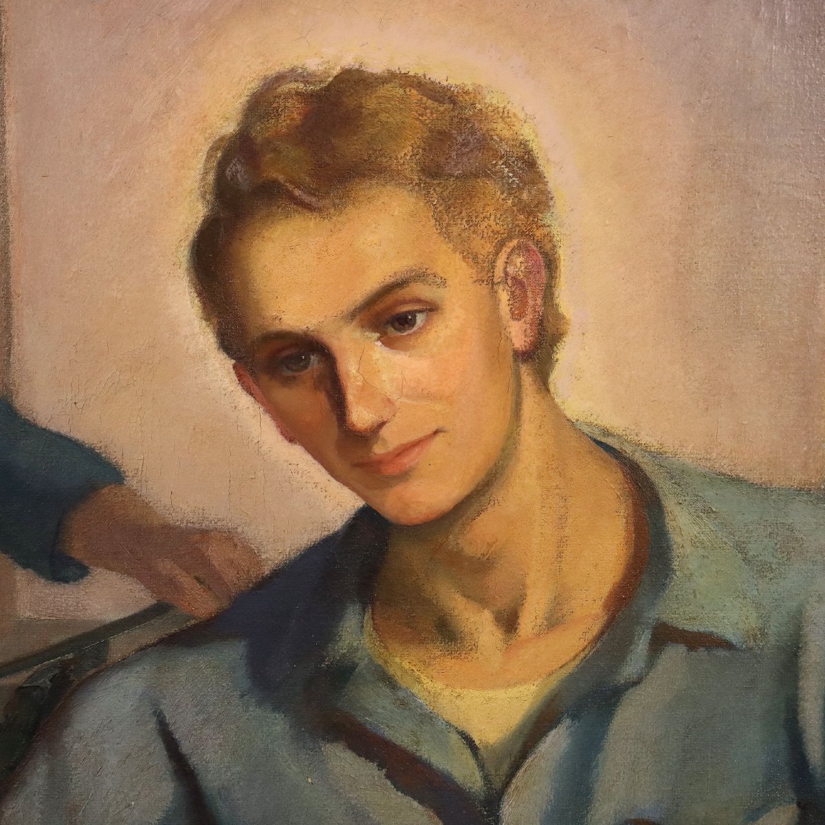 Tableau Moderne Signé Mario Venzo Sujét Sacré Huile sur Toile 1950-photo-4