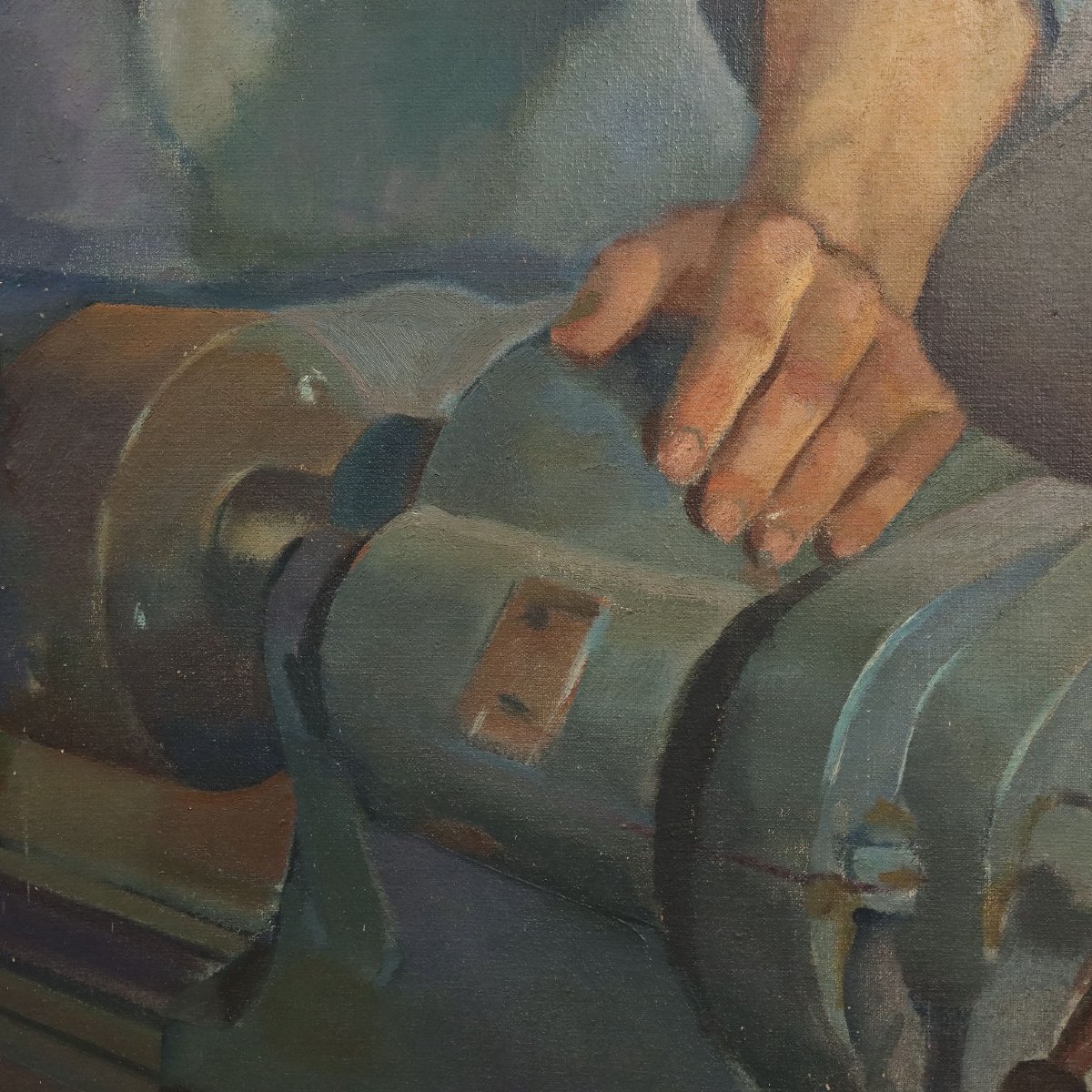 Tableau Moderne Signé Mario Venzo Sujét Sacré Huile sur Toile 1950-photo-1