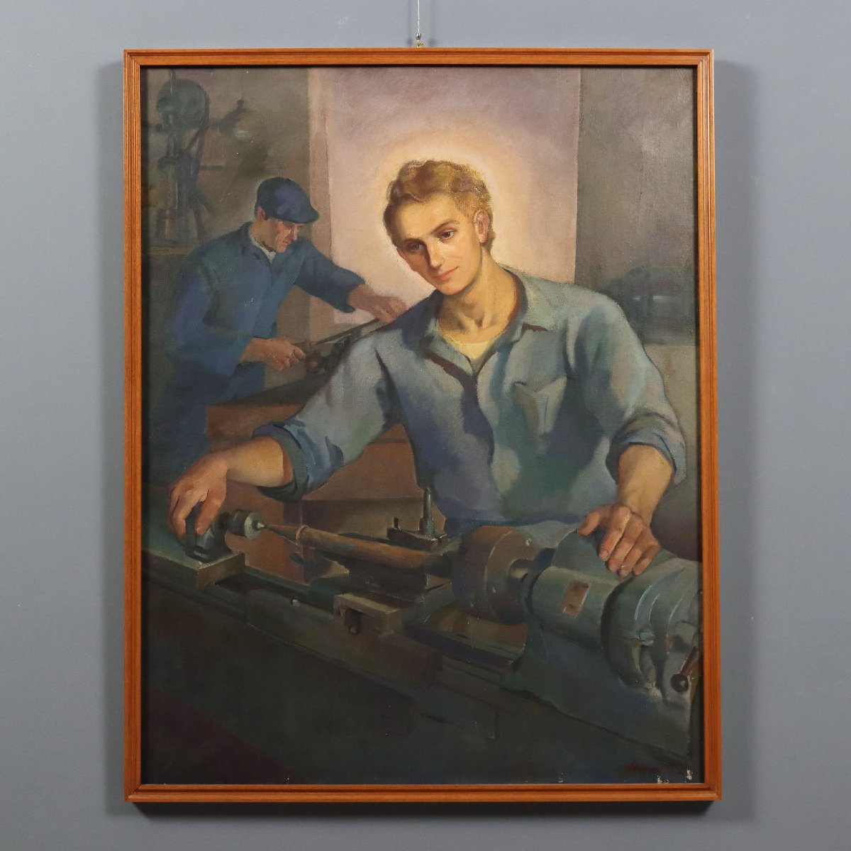 Tableau Moderne Signé Mario Venzo Sujét Sacré Huile sur Toile 1950