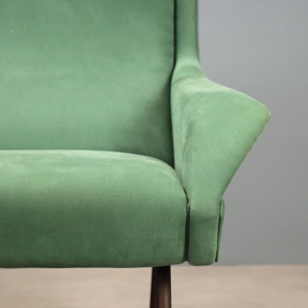 Canapé d'Angle Vintage Tissu Vert Design Italie Années 1960-photo-1