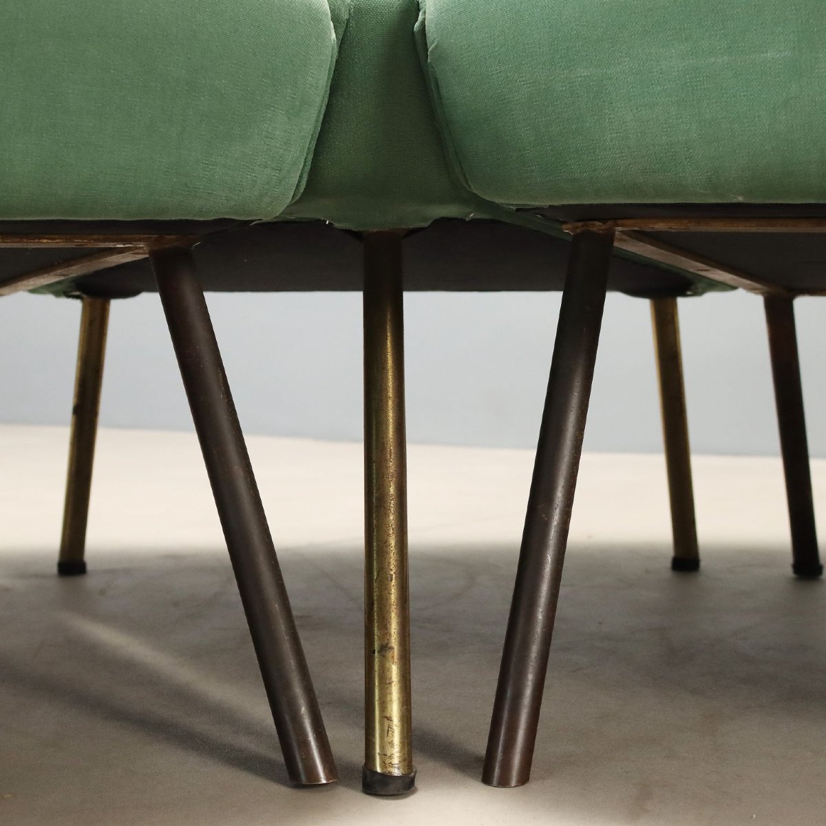 Canapé d'Angle Vintage Tissu Vert Design Italie Années 1960-photo-4