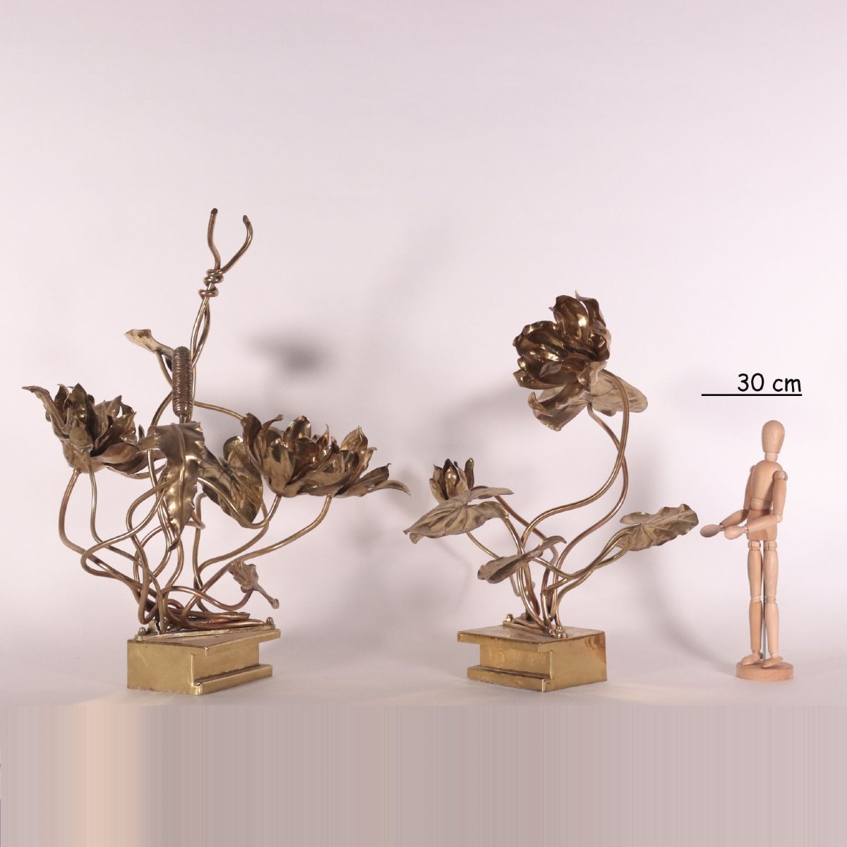 Paire de Sculptures Style Maison Jensen Laiton France Années 1970-photo-2
