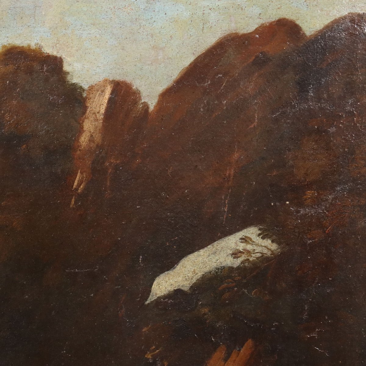 Antique Painting Landscape With Saint Oil On Canvas XVIII-xix Century-photo-2