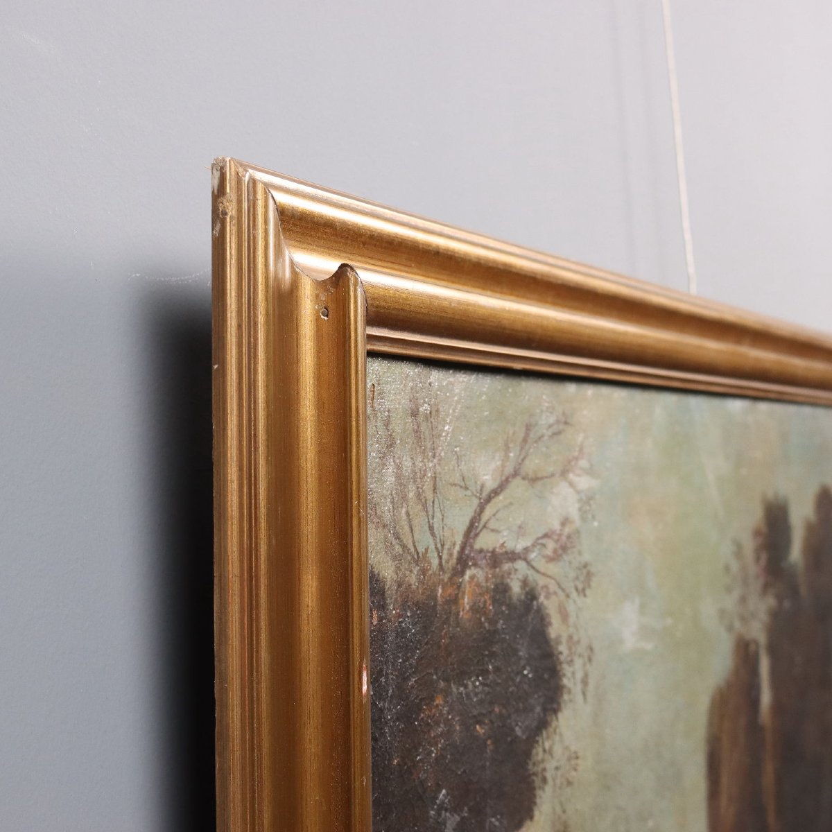 Antique Painting Landscape With Saint Oil On Canvas XVIII-xix Century-photo-5