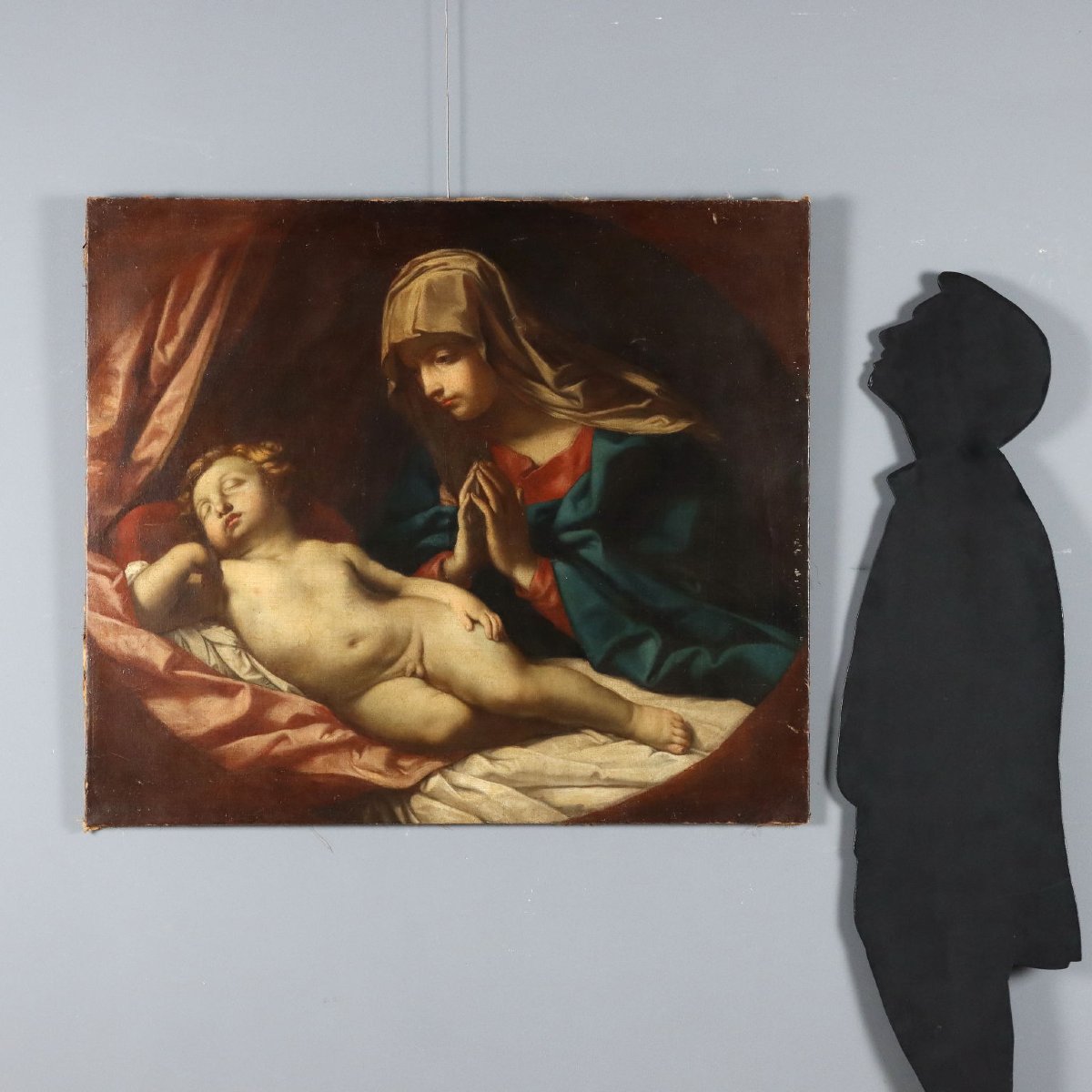Tableau Ancien Vièrge Marie Copie par Guido Reni XVIIIe Siècle-photo-2