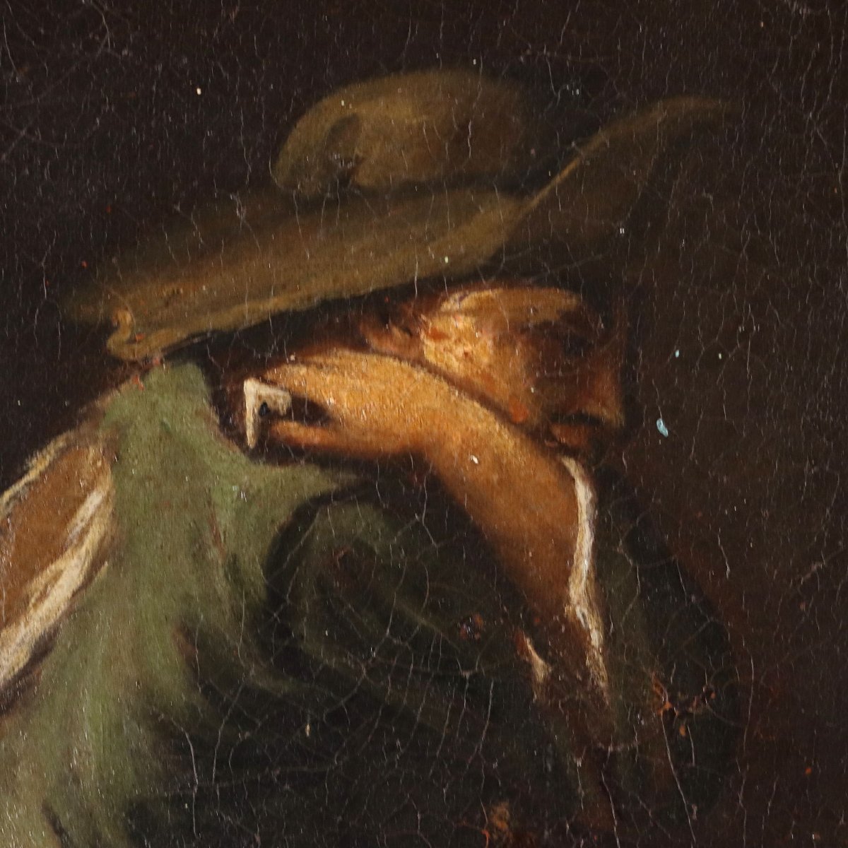 Antique Painting Card Players Oil On Canvas Italy XVIII Century Original-photo-1