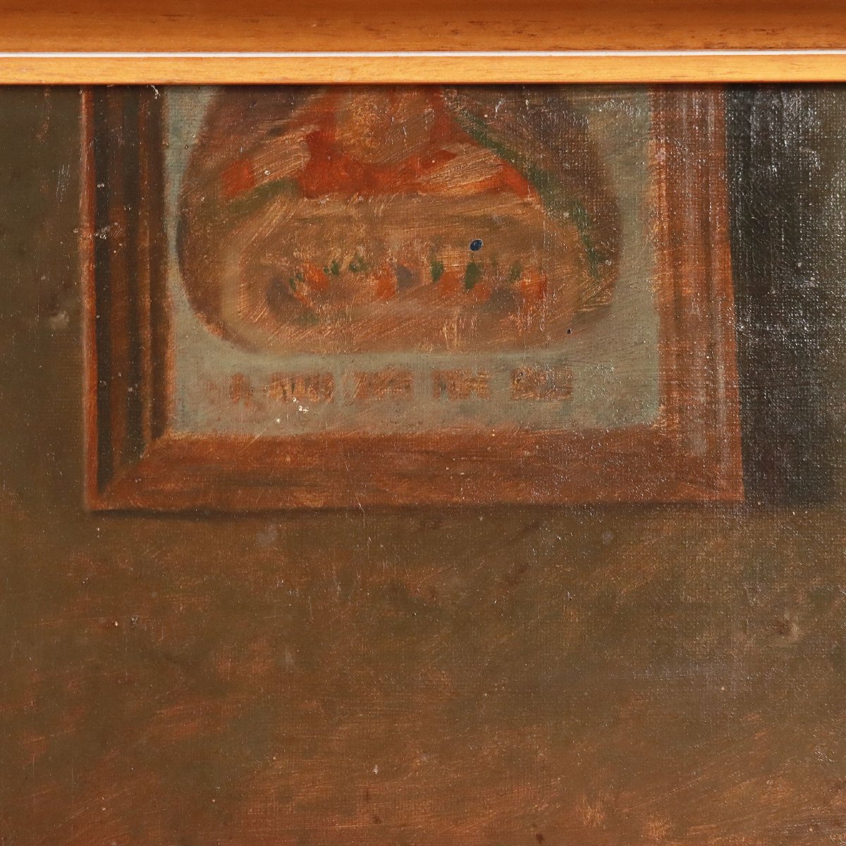 Tableau Ancien Scène d'Interieur Huile sur Toile XIXe Siècle Original-photo-4