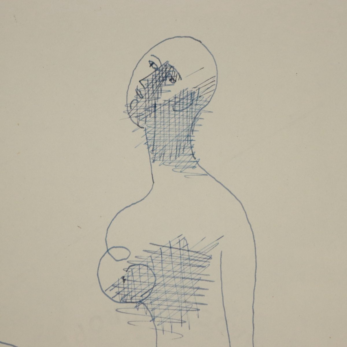 Pen Drawing By Mario Tozzi Figure In Rest 1969 With Authentication Framed-photo-3