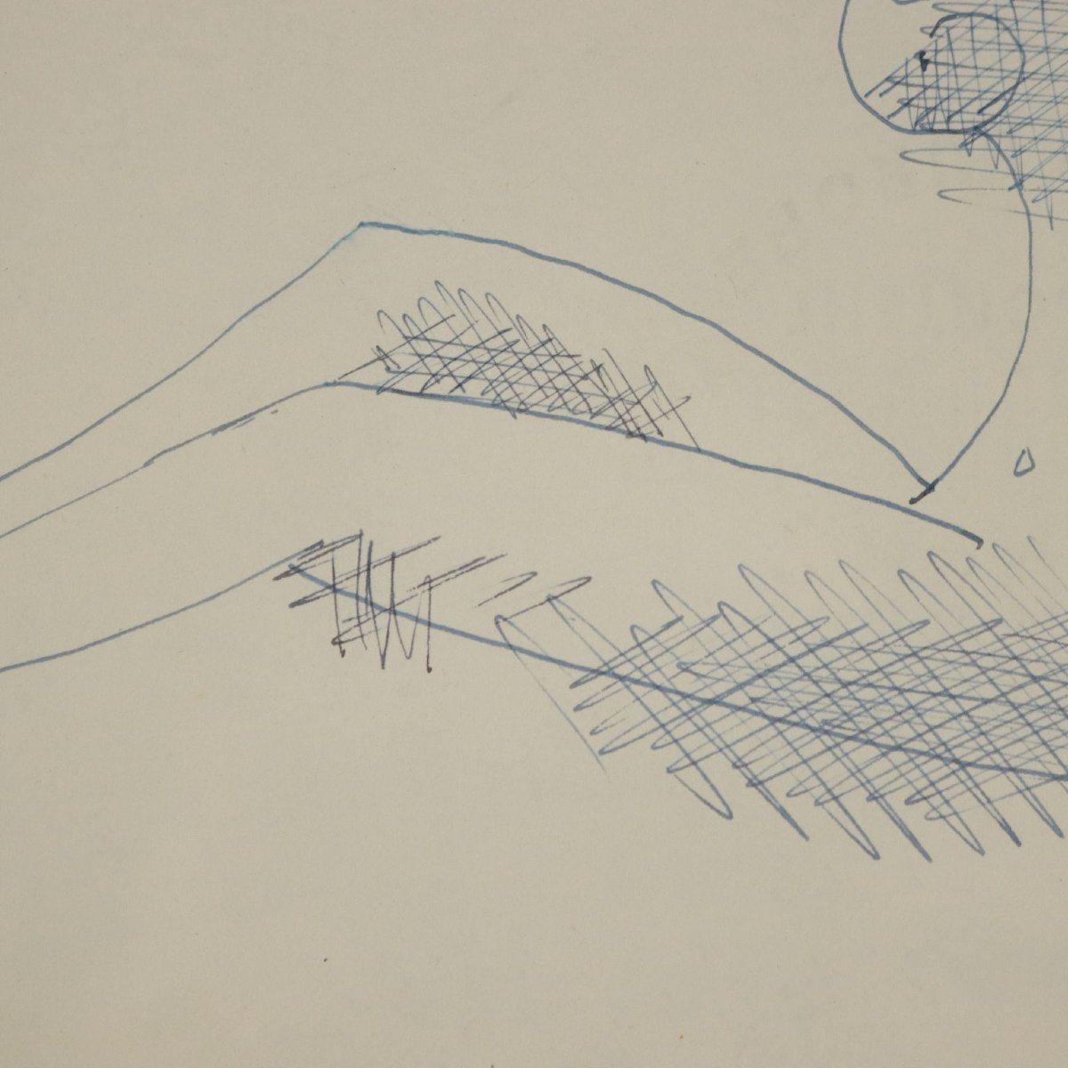 Pen Drawing By Mario Tozzi Figure In Rest 1969 With Authentication Framed-photo-1