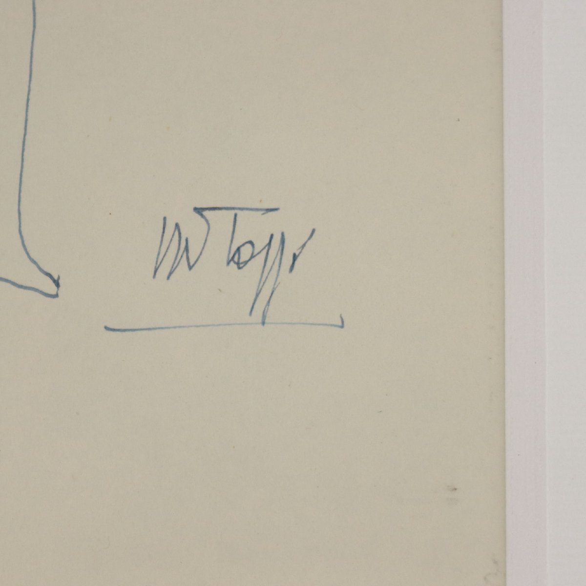 Pen Drawing By Mario Tozzi Figure In Rest 1969 With Authentication Framed-photo-2
