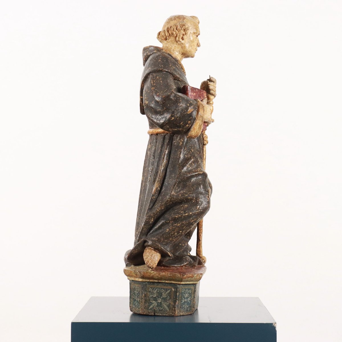 Ancient Sculpture St. Pascal Baylon Linden XVII Century-photo-4