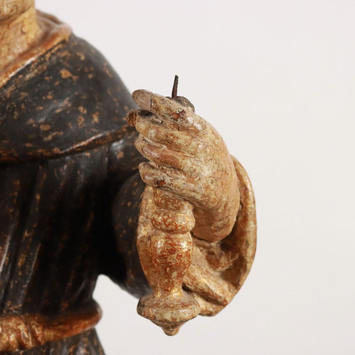 Ancient Sculpture St. Pascal Baylon Linden XVII Century-photo-3
