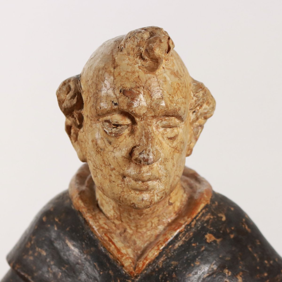 Ancient Sculpture St. Pascal Baylon Linden XVII Century-photo-5