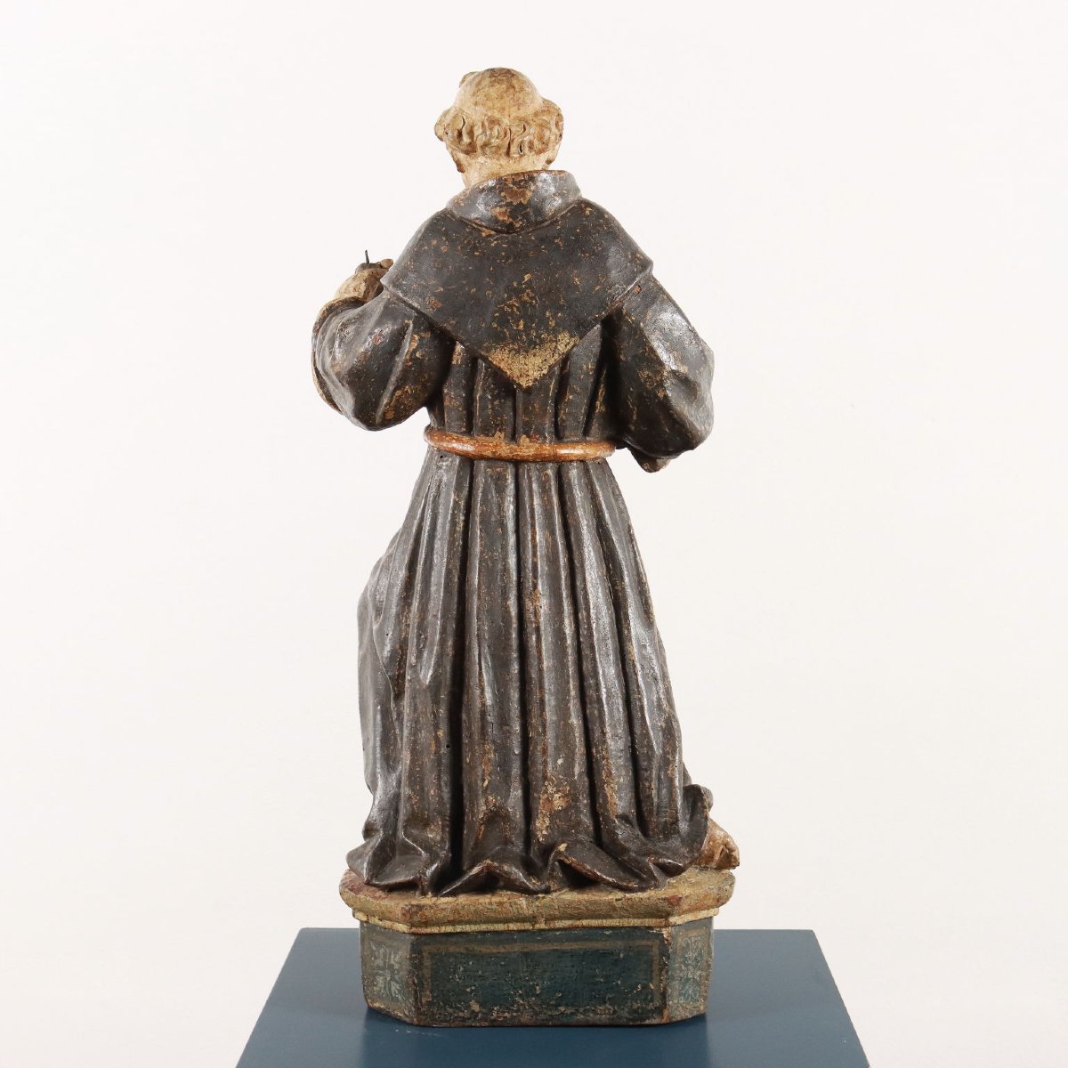 Ancient Sculpture St. Pascal Baylon Linden XVII Century-photo-6