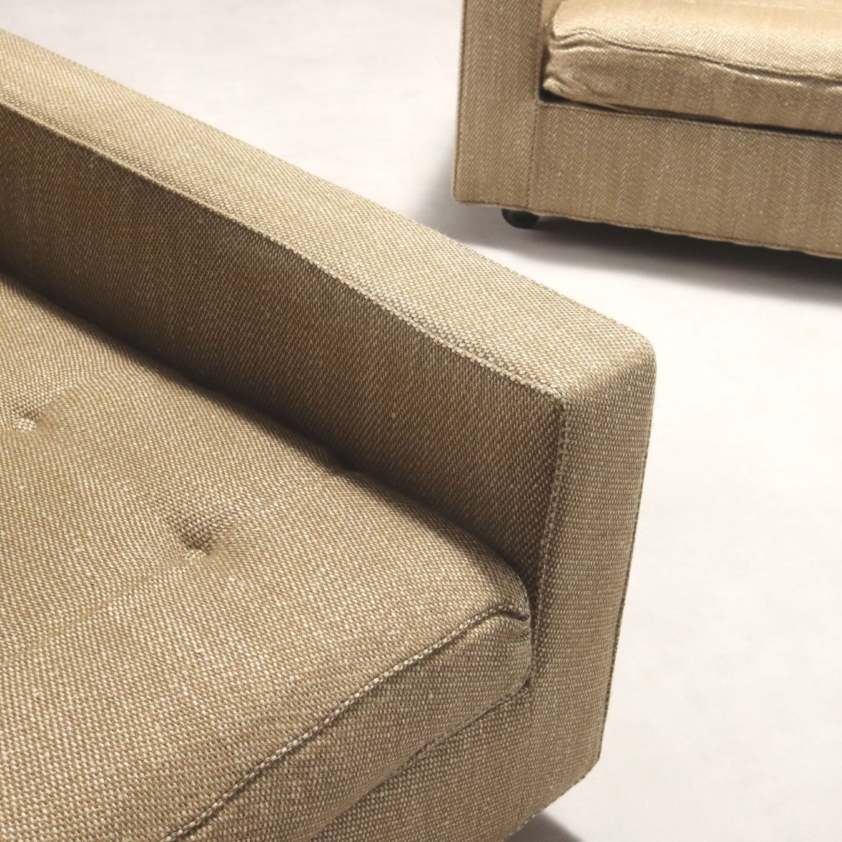 Vintage Armchairs Wood Beige Fabric Design Italy 1960s Originals-photo-4