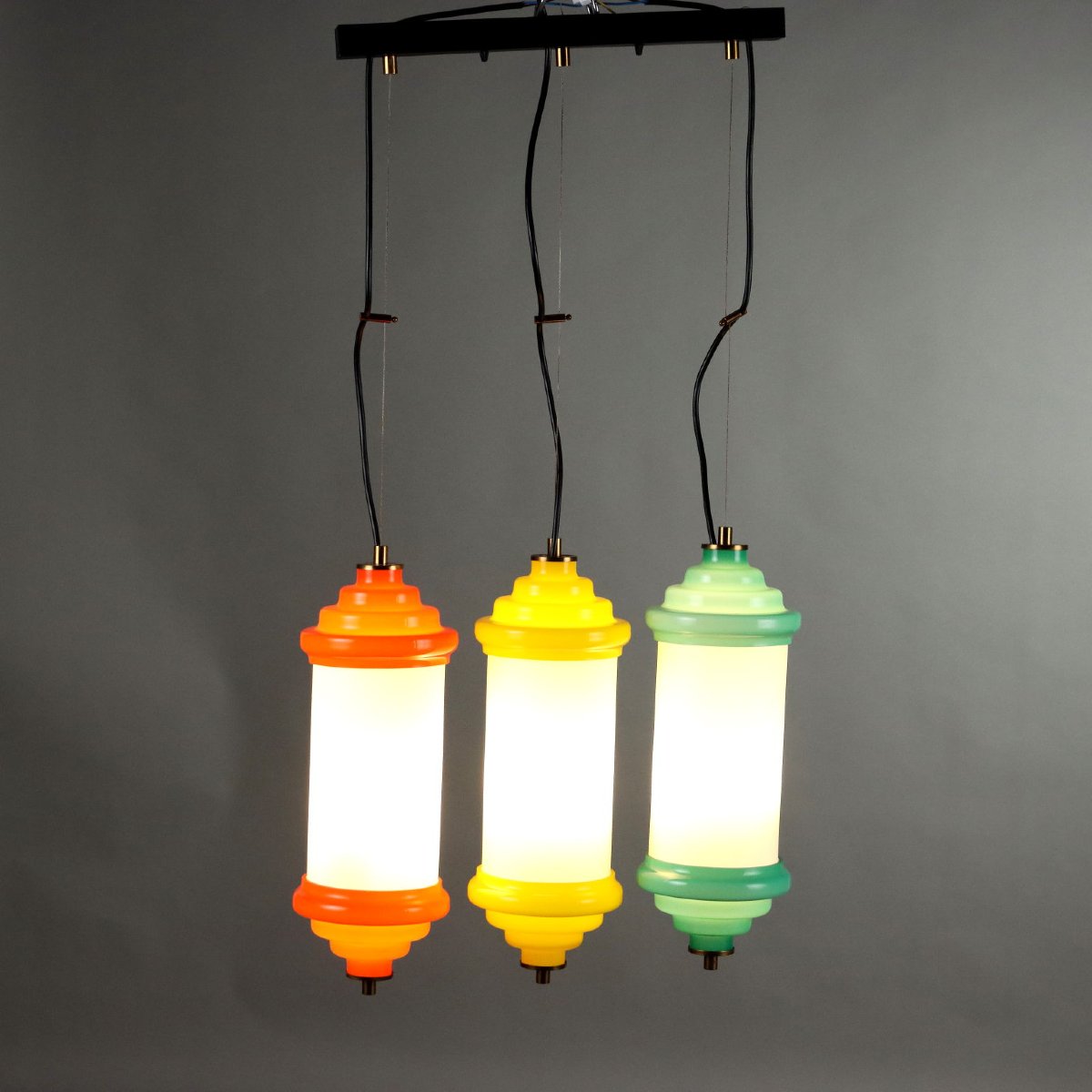 Lampe Vintage Verre Aluminium Italie des Années 1960 Originale