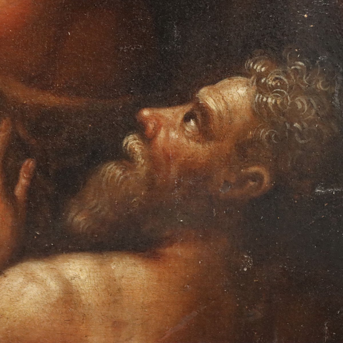 Tableau Ancien Christ au Purgatoire Huile sur Panneau '500-'600 Original-photo-1