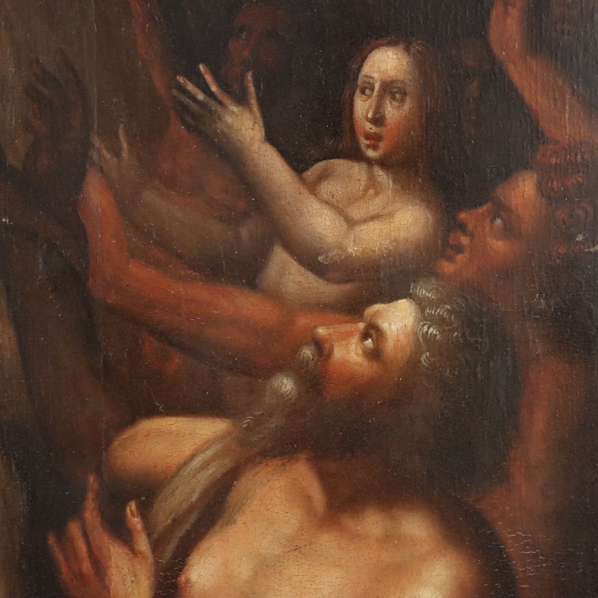 Tableau Ancien Christ au Purgatoire Huile sur Panneau '500-'600 Original-photo-5