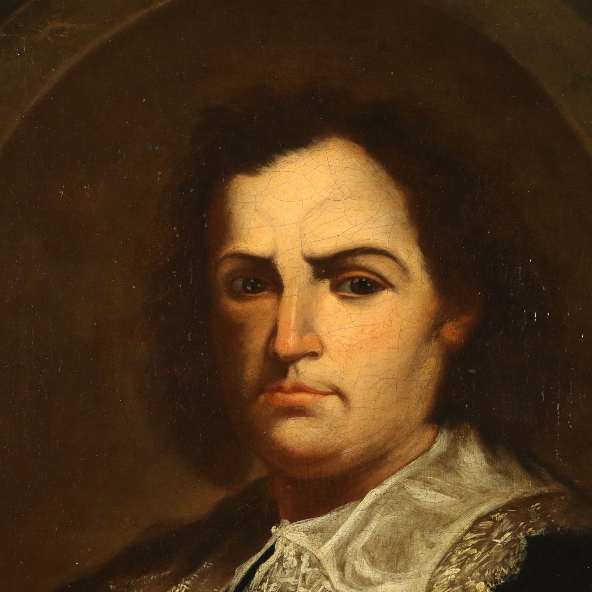 Antique Painting Portrait Of A Painter Oil On Canvas XVIII Century-photo-4