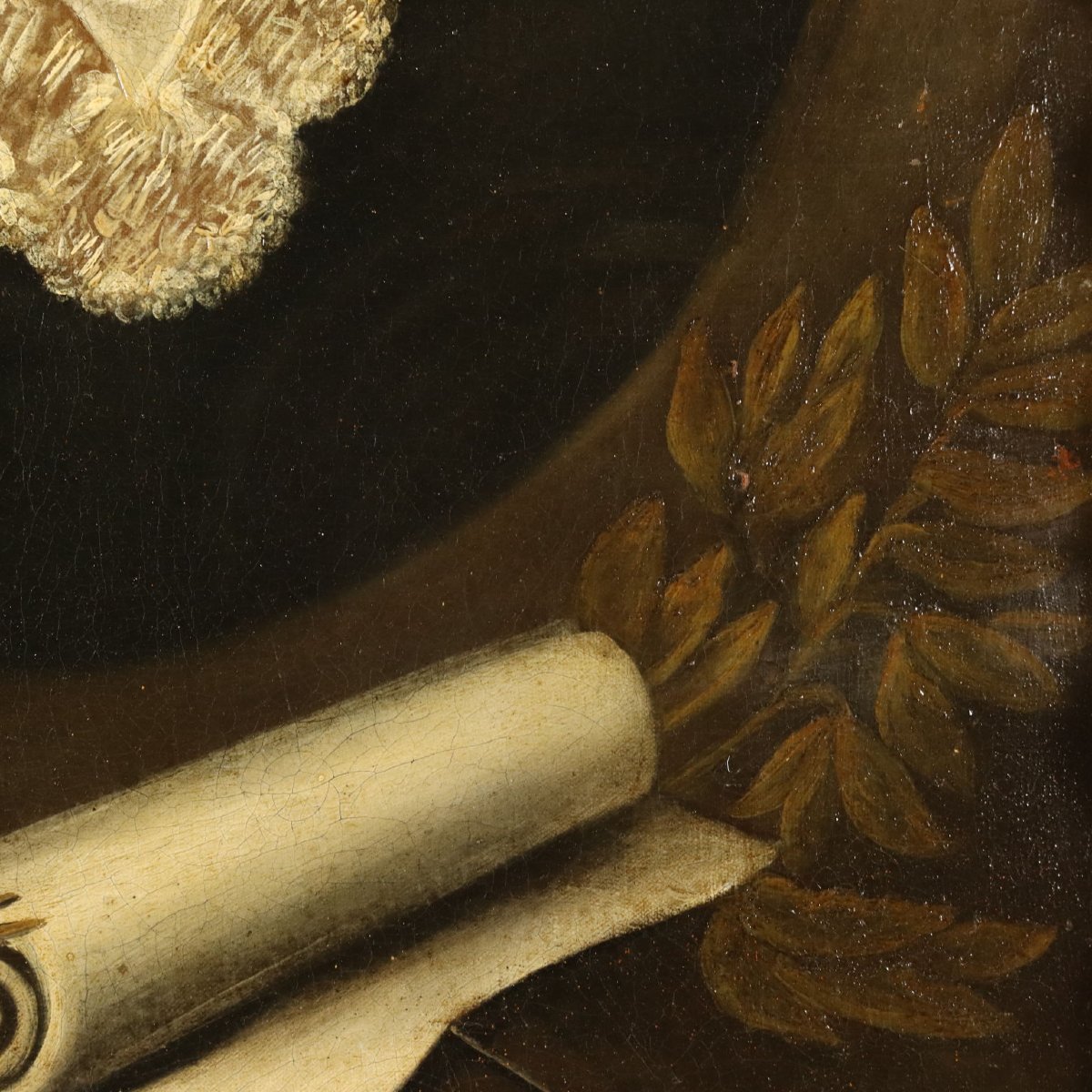 Antique Painting Portrait Of A Painter Oil On Canvas XVIII Century-photo-2