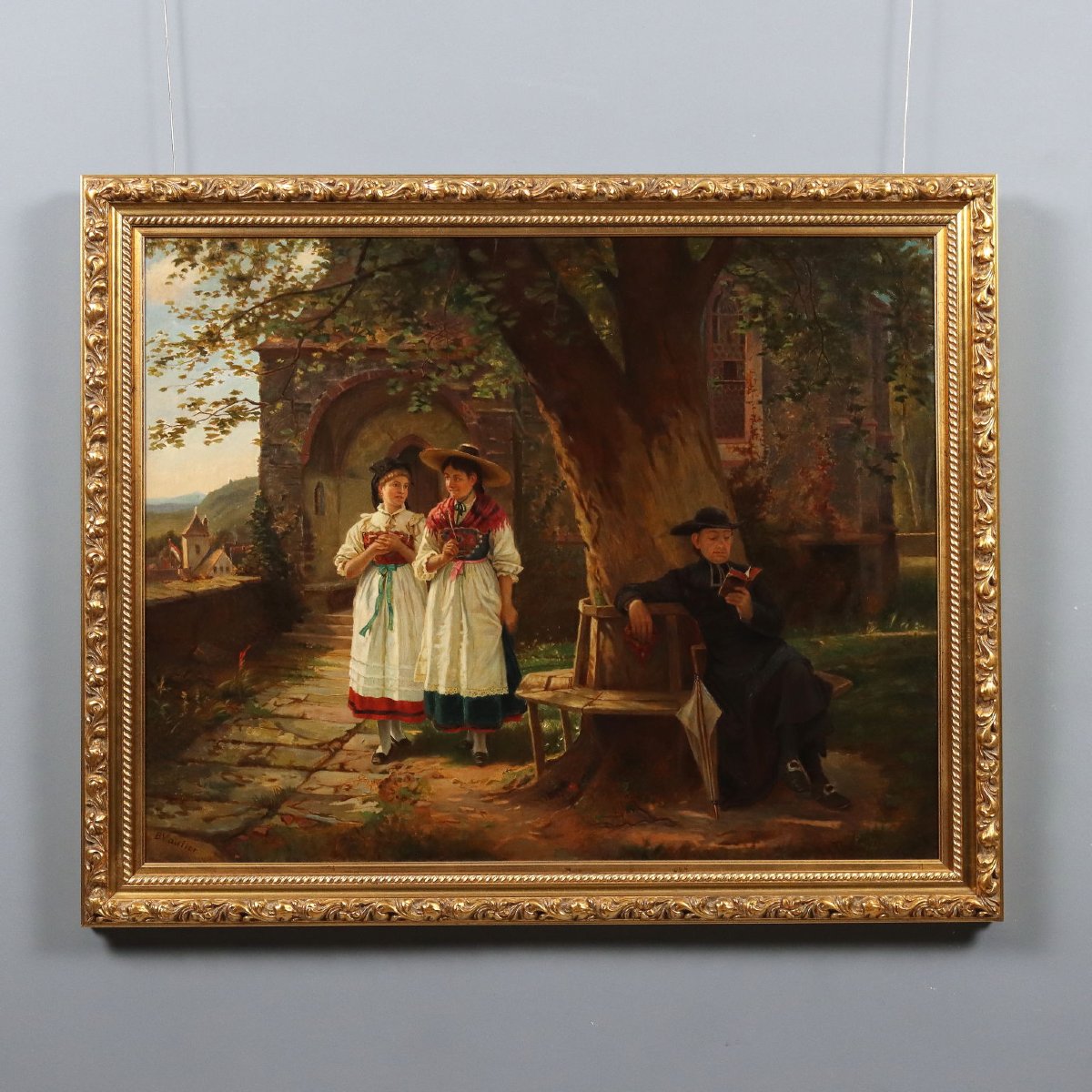 Tableau Ancien Copie par Benjamin Vautier L'Aveu Involontaire Original