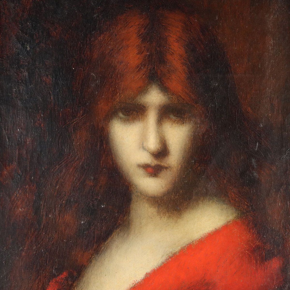 Tableau Ancien Attribué à Jean-Jacques Henner France XIXe Siècle Original-photo-3