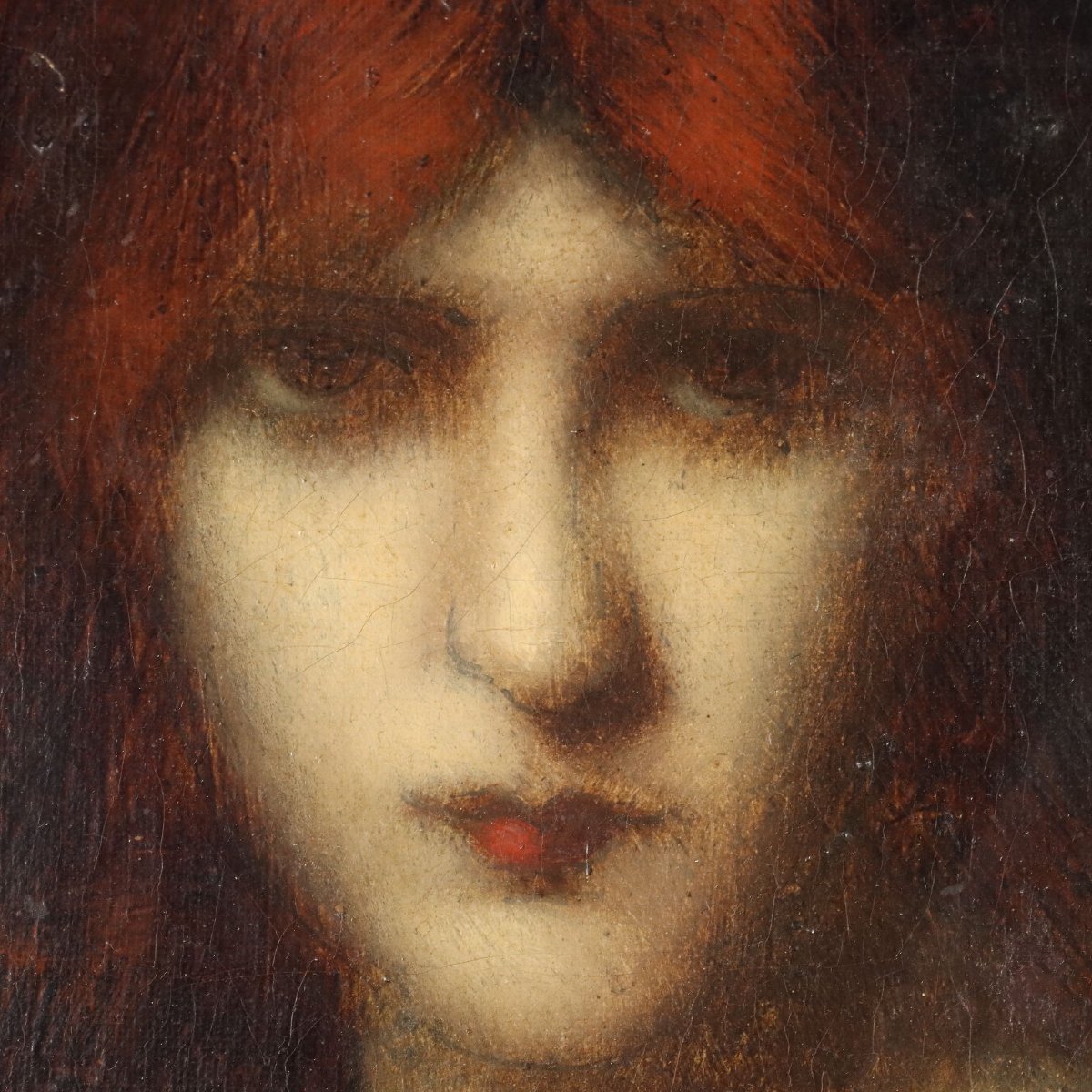 Tableau Ancien Attribué à Jean-Jacques Henner France XIXe Siècle Original-photo-4