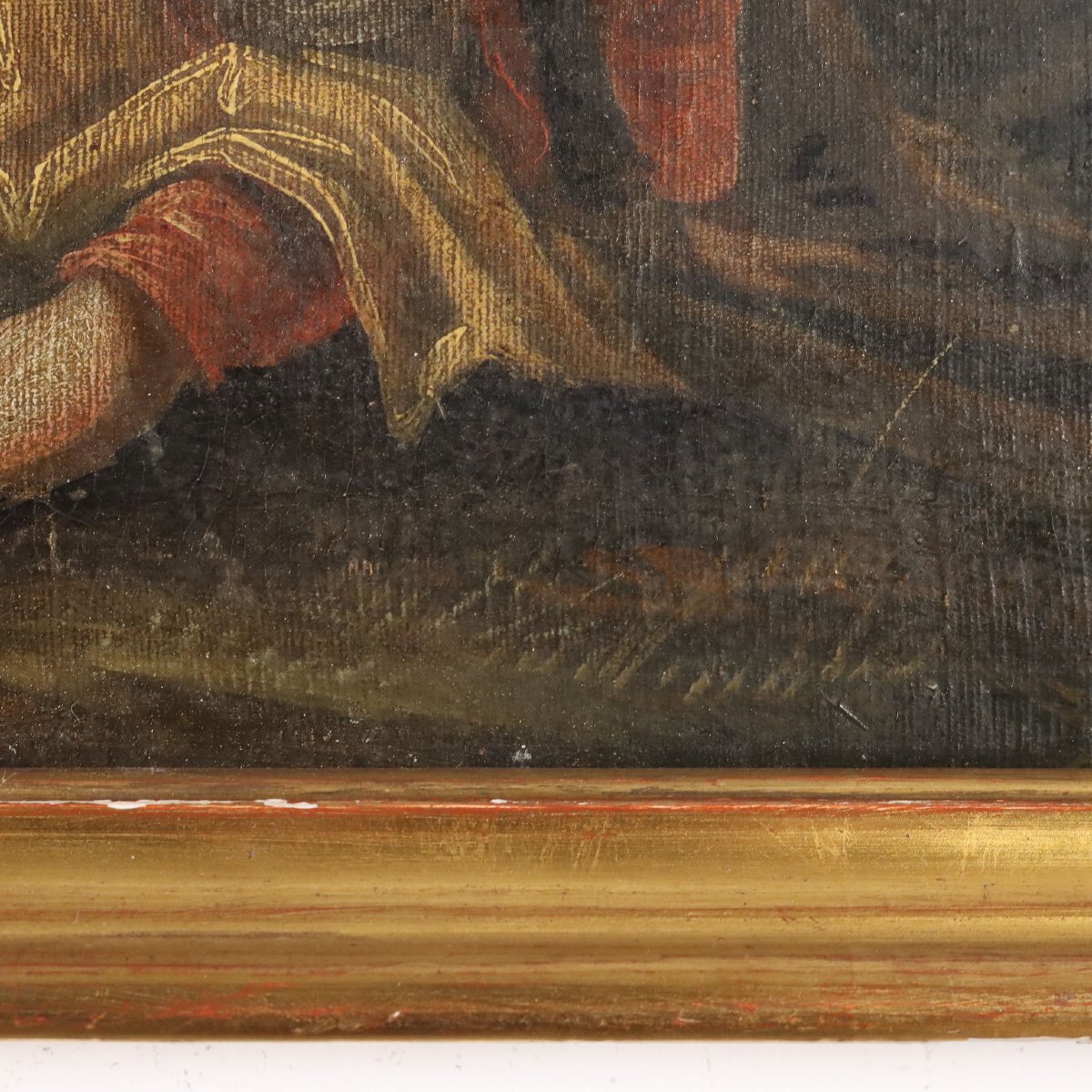 Tableau Ancien Huile sur Toile École de France du XVIIIe Siècle Original-photo-5