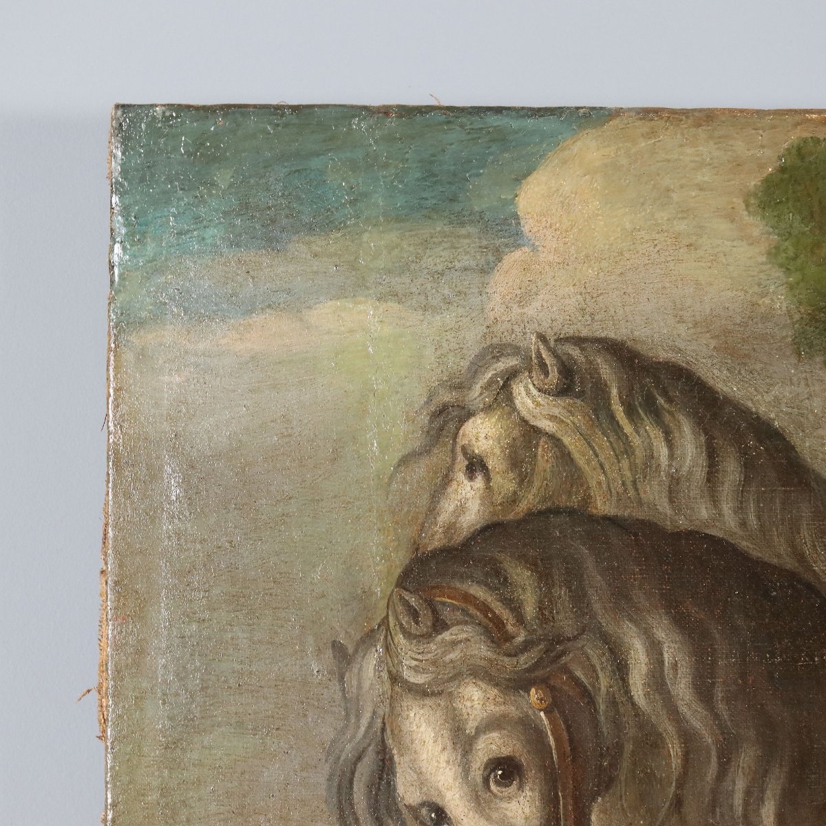Tableau Ancien Le Baptême de l'Eunuque Huile sur Toile XVIIe Siècle-photo-6
