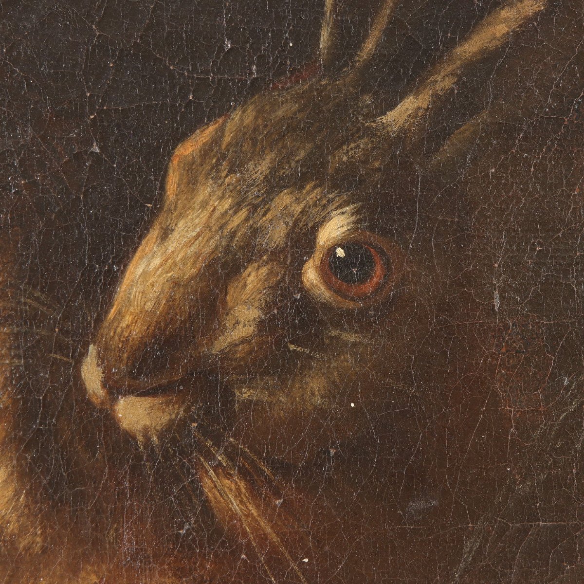 Antique Painting Rabbits And Birds With Game Oil On Canvas XVII Century-photo-4