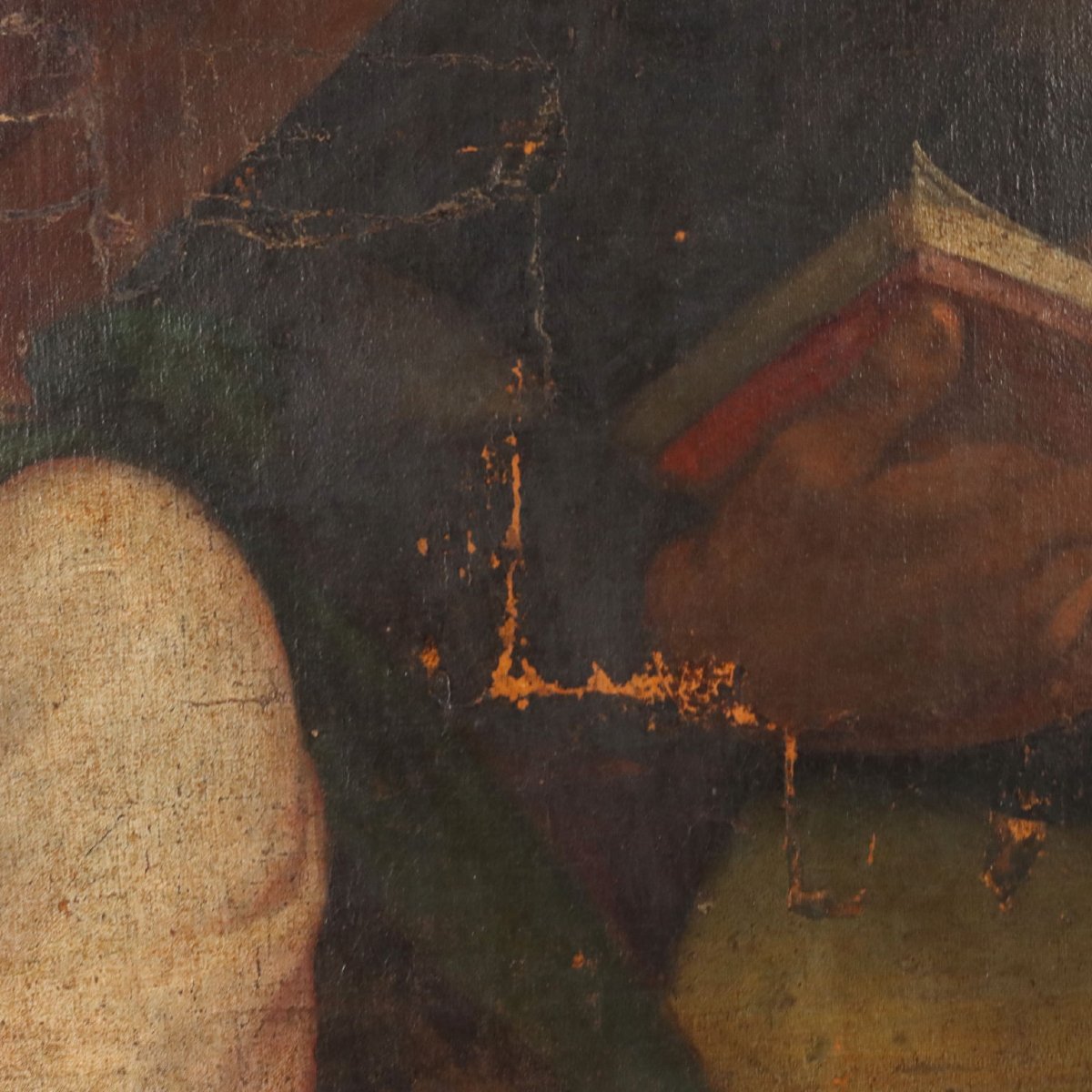 The Holy Family Antique Painting Oil On Canvas Northern Europe-photo-1