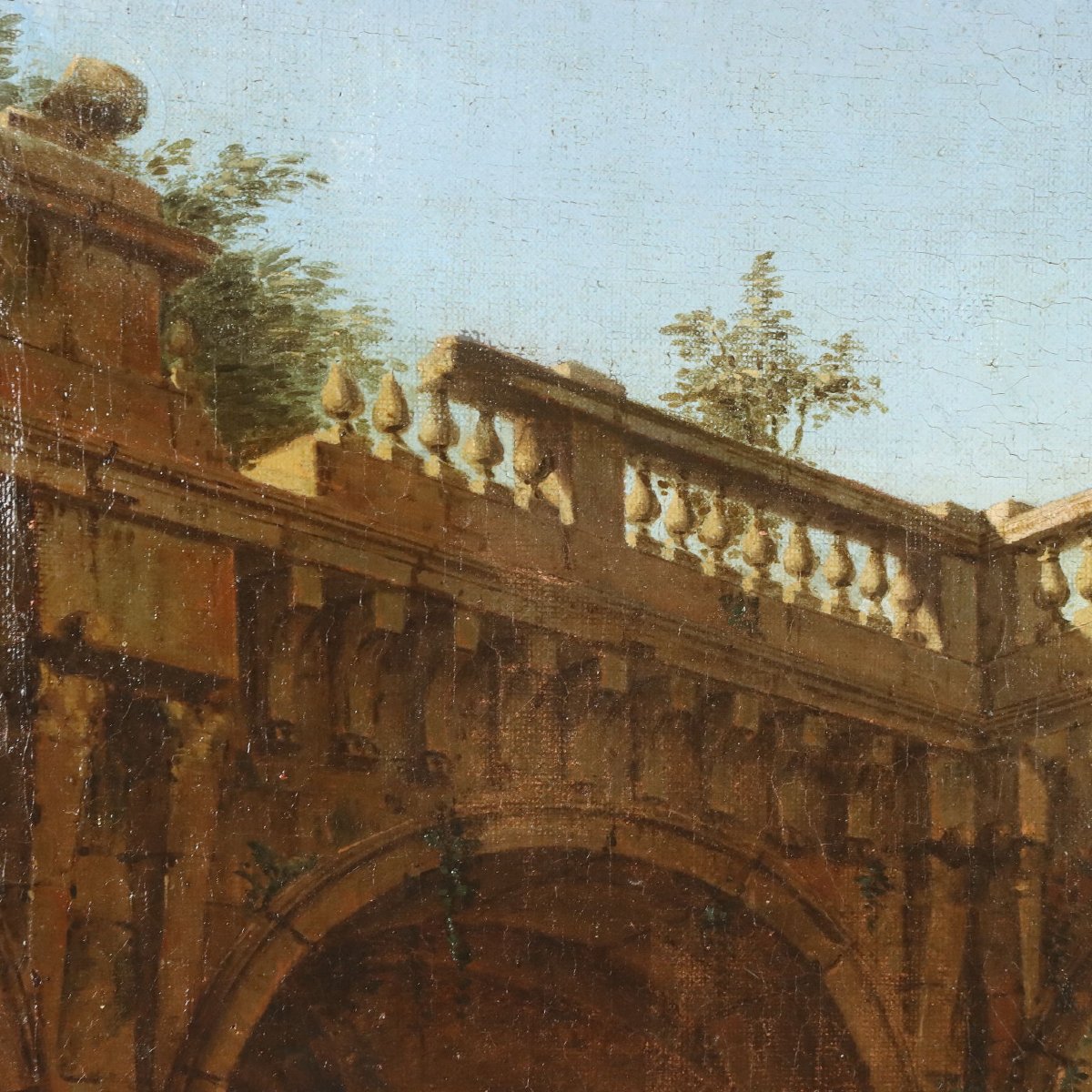 Antique Painting Folly Oil On Canvas Italy Late XVIII Century-photo-4