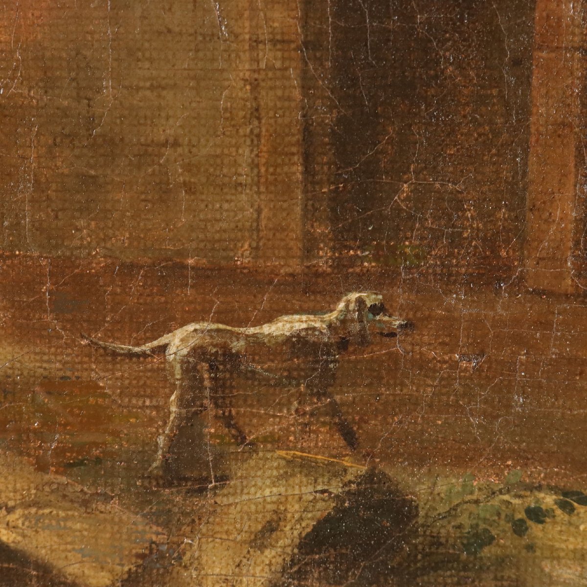 Antique Painting Folly Oil On Canvas Italy Late XVIII Century-photo-5