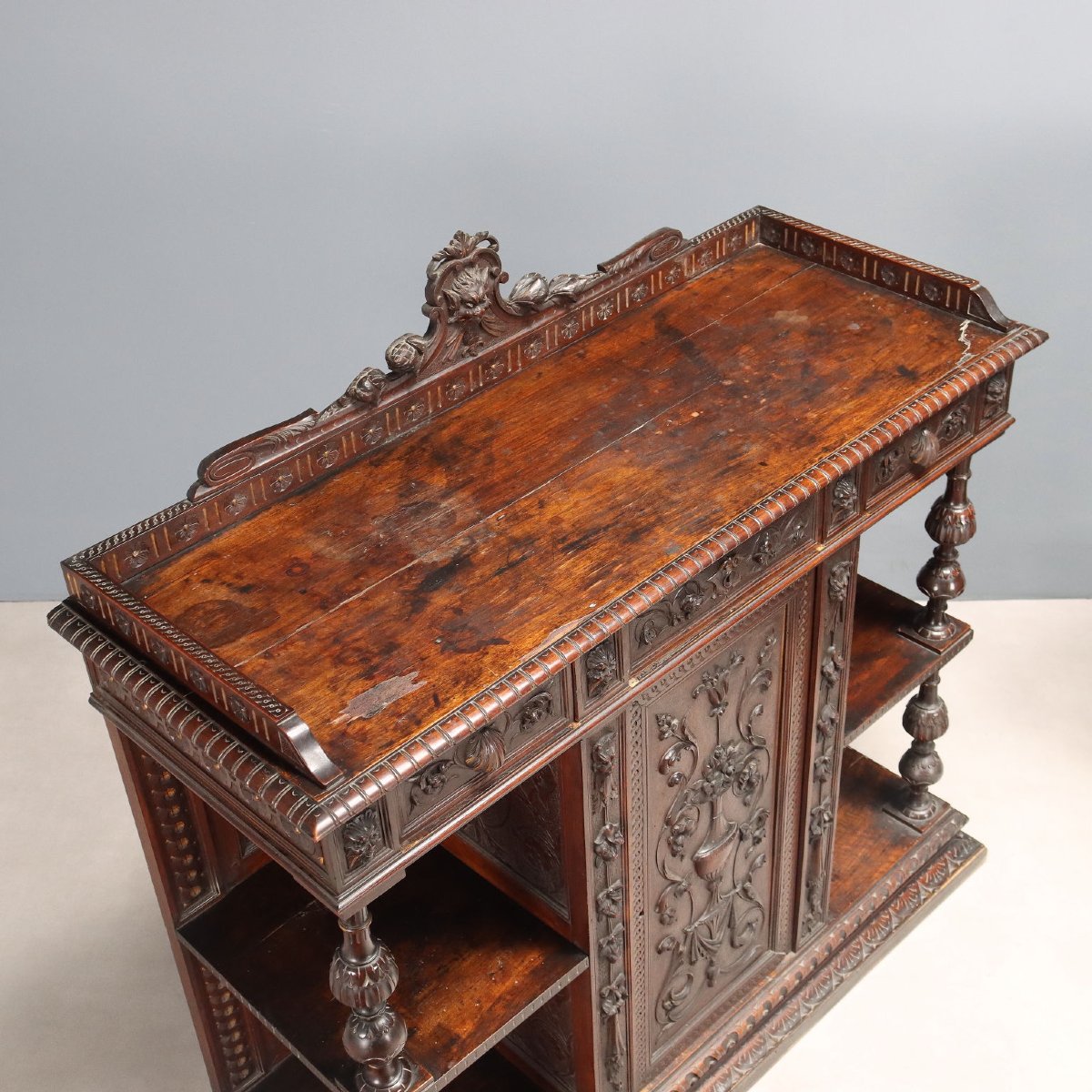 Buffets Anciens Style Néo-Baroque 3 Tiroirs Noyer Italie XIXe Siècle-photo-4