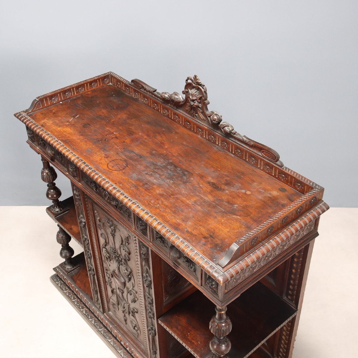 Buffets Anciens Style Néo-Baroque 3 Tiroirs Noyer Italie XIXe Siècle-photo-5