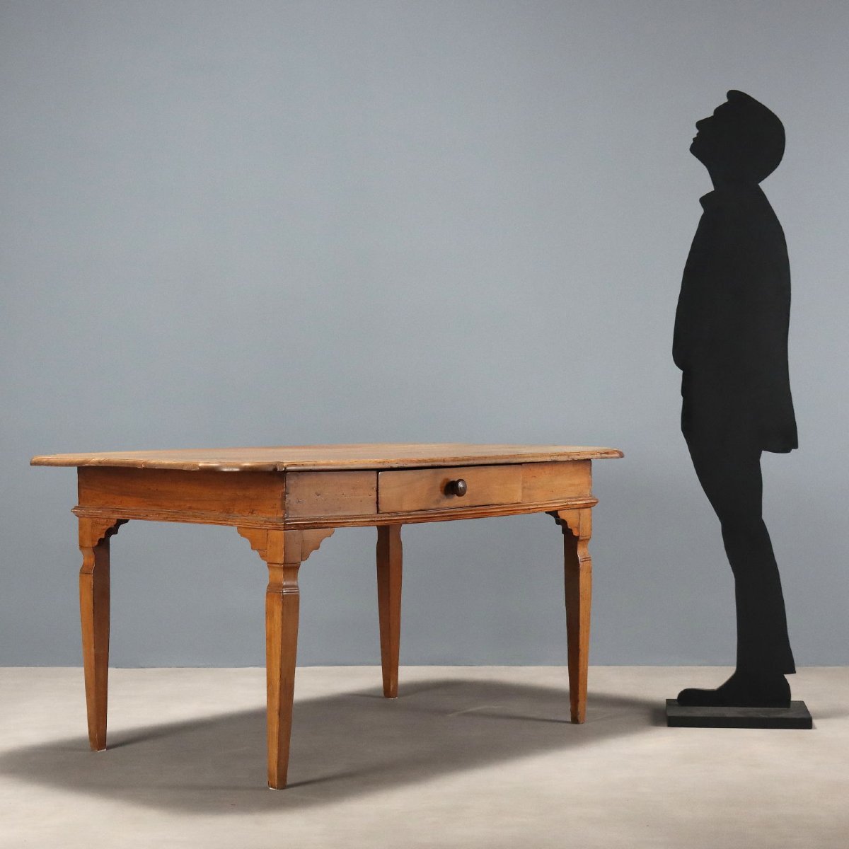 Table Ancienne Noyer avec Tiroirs Italie Début du XIXe Siècle-photo-2