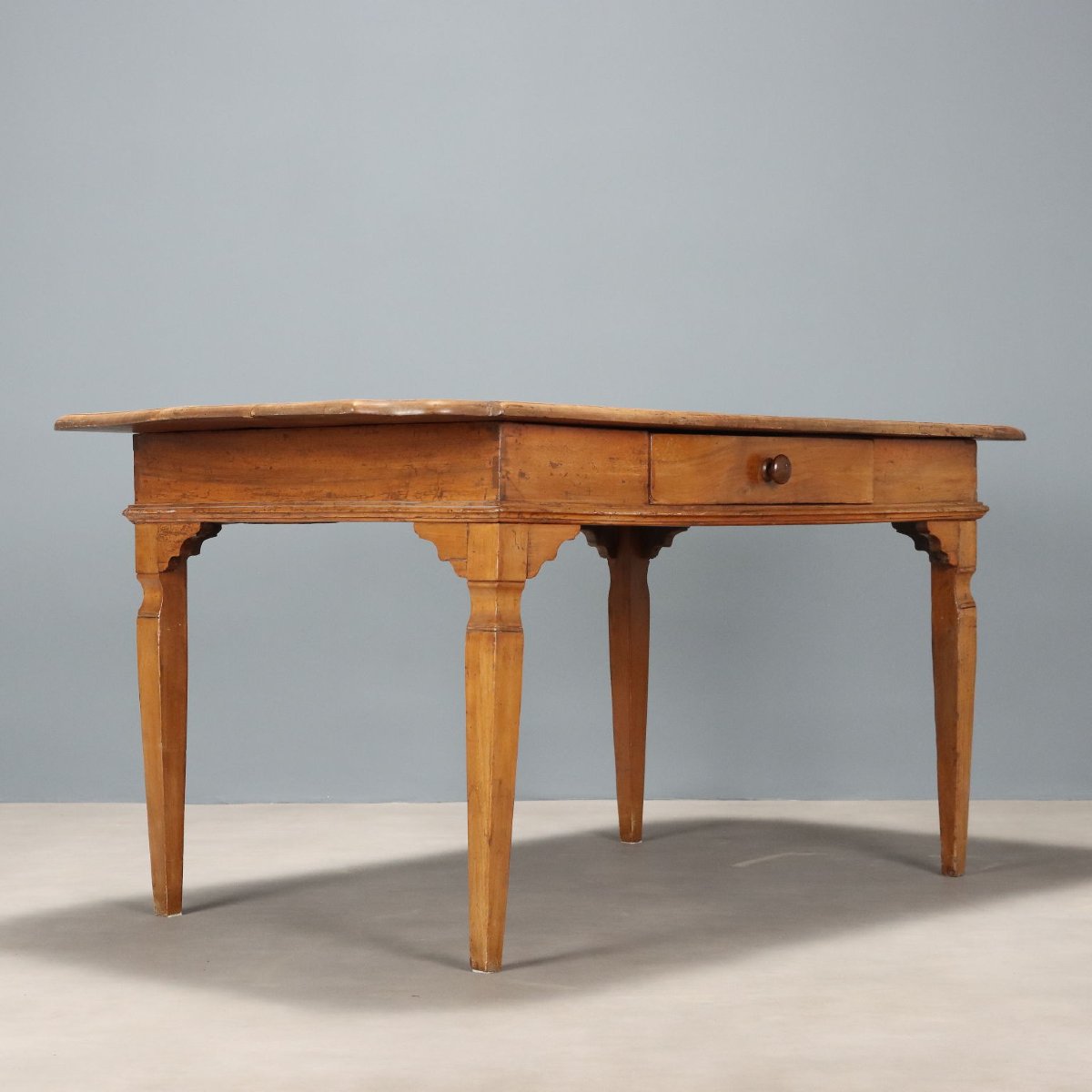 Table Ancienne Noyer avec Tiroirs Italie Début du XIXe Siècle-photo-1