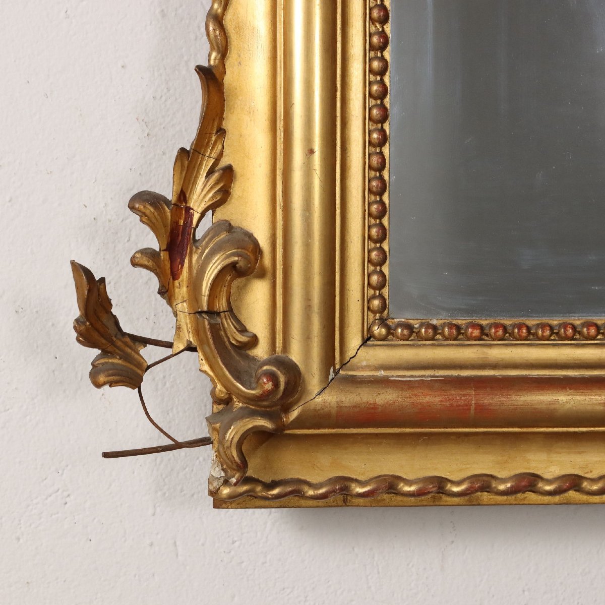 Antique Eclectic Mirror Gilded Wood Italy XIX Century-photo-3